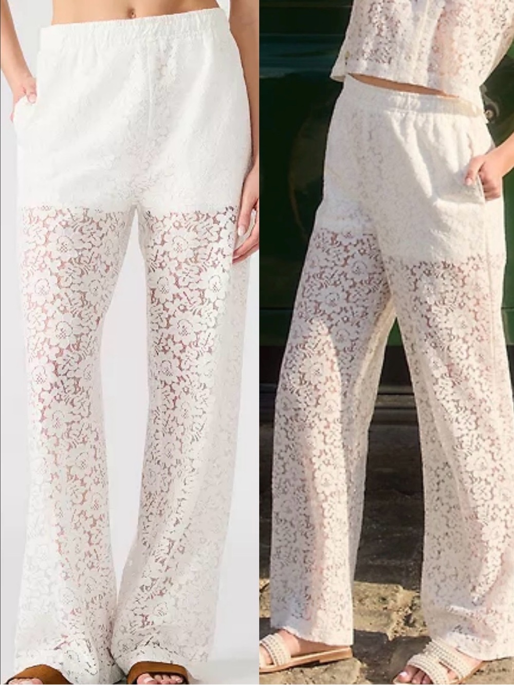 NWT STEVE MADDEN Venetia Lace Wide Leg Pants White Lace Wide-Leg Pants LARGE
